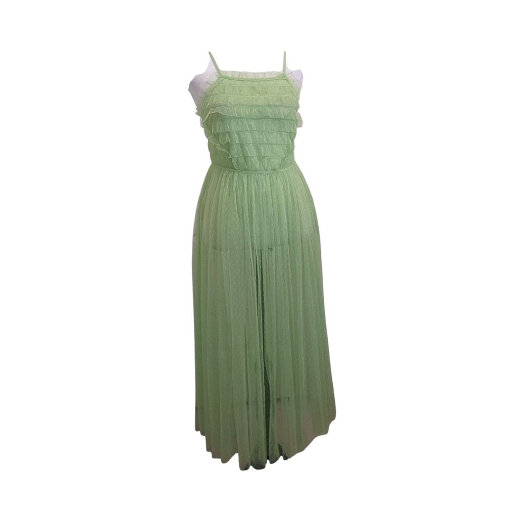 Romeo and Juliet Maxi Dress Fairy Formal Ruffle Coquette Green Small